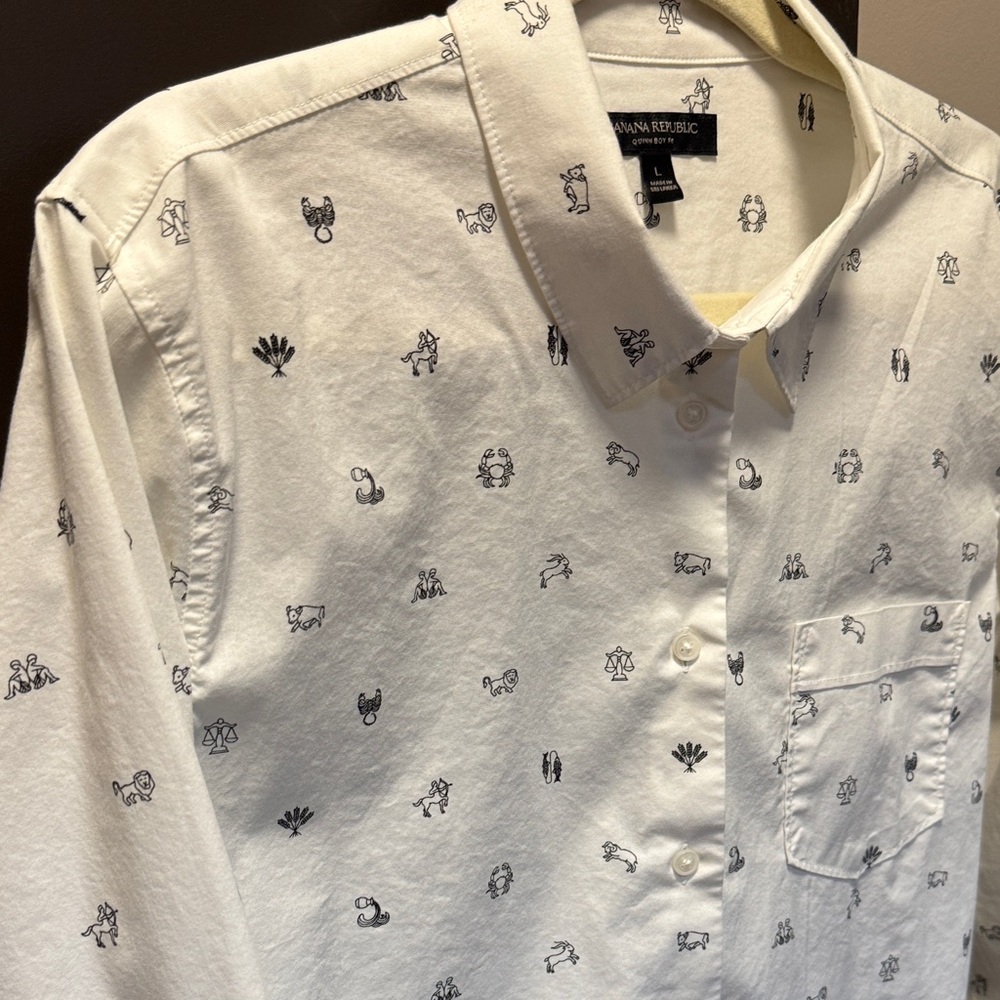 Banana Republic Women's Quinn Boy Fit Button Down Shirt Size L Very Good Con - Picture 2 of 10